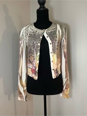 Vintage Multicolor Printed Women's Cardigan